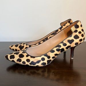 Tory Burch animal print pony hair heels